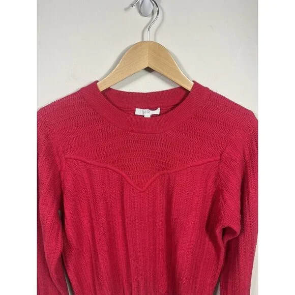 Joie Womens Sweater Large Pink Crew Neck Balloon Sleeve 100% Cotton - Picture 2 of 10